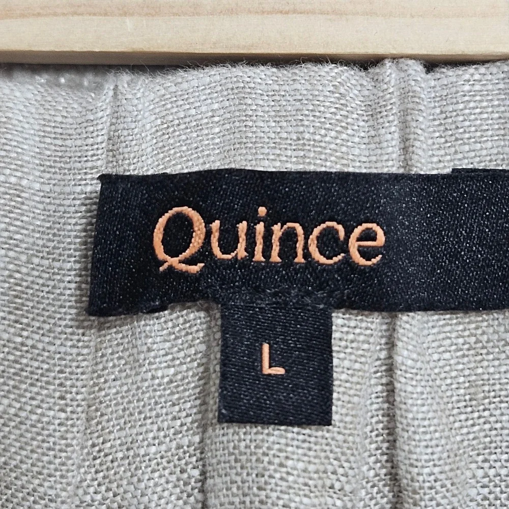 Quince Tapered Ankle Pants L Flax European Linen Elastic Waist LB94202-JDAVN01